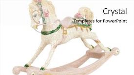  Presentation with white horse - Presentation design consisting of old stone - vintage rocking horse isolated background and a white colored foreground