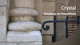  Presentation with architectural - Beautiful PPT theme featuring old stone column plinth or bottom and fragment of wrought iron fence architectural detail of saint sernin basilica toulouse france backdrop and a gray colored foreground