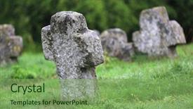  Presentation with stone cross - Slide deck with old stone cross in green background and a  colored foreground
