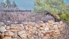  Presentation with fall mountains - Audience pleasing PPT theme consisting of old-stone-fence-at-foothills backdrop and a light blue colored foreground