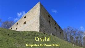  Presentation with blue green - Theme enhanced with old-stone-foretress-on-green background and a tawny brown colored foreground