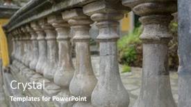  Presentation with railing - PPT layouts having old stone railing in the city of valldemossa in the balearic islands spain background and a gray colored foreground