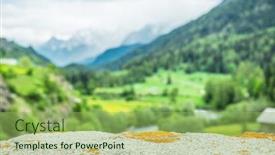  Presentation with green mountains - Audience pleasing PPT theme consisting of old stone surface and blurred green mountains at the background backdrop and a mint green colored foreground