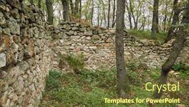  Presentation with old stone age - Amazing PPT layouts having old-stone-wall-ruins-lost backdrop and a tawny brown colored foreground