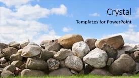  Presentation with stone - Presentation design enhanced with old stone wall background and a light blue colored foreground