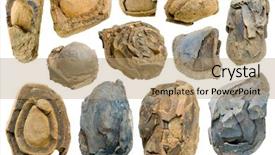  Presentation with stones - Theme having cleaving - old stones set isolated background and a coral colored foreground