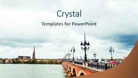  Presentation with france - Slide set having old stony bridge in bordeaux background and a sky blue colored foreground