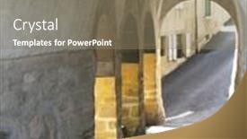  Presentation with switzerland - Slide set having old-street-in-chexbres-switzerland background and a coral colored foreground