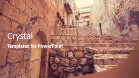  Presentation with city street - Slide set consisting of old-street-in-historical-city background and a coral colored foreground