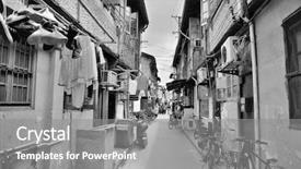  Presentation with shanghai - Theme consisting of old street in shanghai background and a gray colored foreground