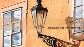  Presentation with wall street - Presentation theme consisting of old-street-lamp background and a yellow colored foreground