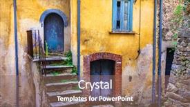  Presentation with old soho street - Slide deck with old streets of italian village background and a coral colored foreground