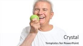 Presentation with old man - PPT theme enhanced with old strong - mature man with apple background and a sky blue colored foreground