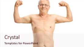  Presentation with flexing - PPT layouts consisting of old strong - shirtless elderly man flexing his background and a lemonade colored foreground