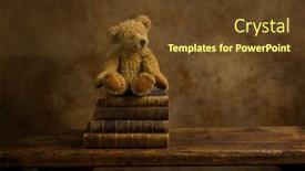  Presentation with wooden - Slide set having old-stuffed-bear-on-wooden background and a tawny brown colored foreground