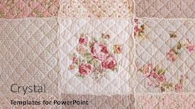  Presentation with old style - Slide set having patchwork quilt background - old style blanket texture close-up background and a mint green colored foreground