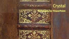  Presentation with old style - Audience pleasing slide set consisting of old style brass antique - ornamental book cover from 1669 backdrop and a tawny brown colored foreground