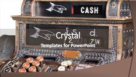  Presentation with old style - PPT layouts featuring old-style cash register background and a dark gray colored foreground