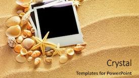  Presentation with vacation album - Slide set enhanced with old style empty photo background and a  colored foreground