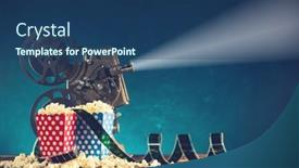  Presentation with old style - Colorful presentation theme enhanced with old-style-movie-projector-still backdrop and a ocean colored foreground