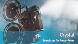  Presentation with old style - Slide set having old style movie projector still background and a teal colored foreground