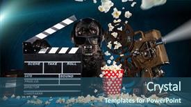  Presentation with old dog - Colorful PPT theme enhanced with old style movie projector backdrop and a ocean colored foreground