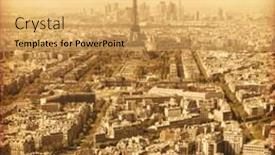 Presentation with france - Colorful presentation theme enhanced with old style photo of paris france aerial view backdrop and a yellow colored foreground