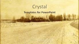  Presentation with country photo - PPT theme featuring old style photo of winter country road background and a blonde colored foreground