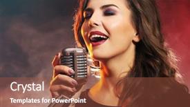  Presentation with red and blue smoke - Cool new presentation theme with old style stage - beautiful singing woman on red backdrop and a red colored foreground