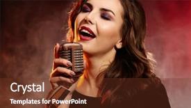  Presentation with red and blue smoke - Amazing theme having old style stage - beautiful singing woman on red backdrop and a tawny brown colored foreground