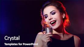  Presentation with stage - Amazing presentation having old style stage - portrait of beautiful singing woman backdrop and a black colored foreground
