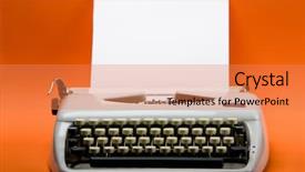  Presentation with old style - Presentation design having old style typewriter with inserted background and a coral colored foreground