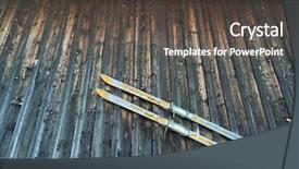  Presentation with old style vintage postcard - Theme consisting of old style vintage wooden ski background and a dark gray colored foreground