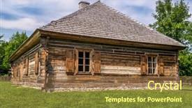  Presentation with old style - Presentation enhanced with old style wooden cottage with window shutters background and a coral colored foreground