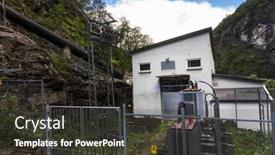  Presentation with substation - Colorful presentation theme enhanced with old-substation-in-the-mountains backdrop and a dark gray colored foreground