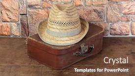  Presentation with suitcase - PPT theme with old-suitcase-and-hat background and a tawny brown colored foreground