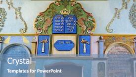  Presentation with old building britain gif - Cool new PPT theme with old synagogue in lancut poland backdrop and a teal colored foreground