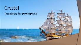  Presentation with sail - Presentation theme with old tall sail ship background and a light blue colored foreground