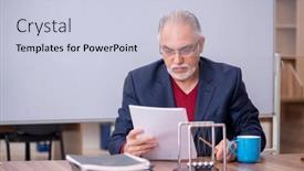  Presentation with classroom - Amazing presentation design having old-teacher-physicist-sitting backdrop and a lemonade colored foreground