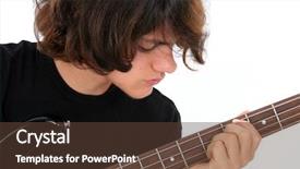  Presentation with bass guitar - Audience pleasing theme consisting of old teen boy playing bass backdrop and a tawny brown colored foreground