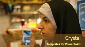  Presentation with woman muslim - Slide set enhanced with old tehran - beautiful muslim woman spending time background and a  colored foreground