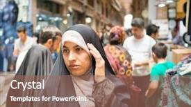  Presentation with woman muslim - Presentation design with old tehran - beautiful muslim woman spending time background and a  colored foreground