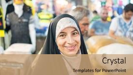  Presentation with woman muslim - Presentation theme consisting of old tehran - beautiful muslim woman spending time background and a  colored foreground