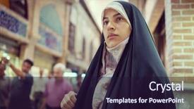  Presentation with woman muslim - Colorful presentation theme enhanced with old tehran - beautiful muslim woman spending time backdrop and a  colored foreground