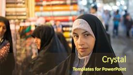  Presentation with woman muslim - Presentation theme consisting of old tehran - beautiful muslim woman spending time background and a  colored foreground