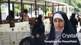  Presentation with woman muslim - Audience pleasing PPT theme consisting of old tehran - beautiful muslim woman spending time backdrop and a  colored foreground