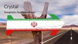  Presentation with iran flag - Presentation design consisting of old tehran - iran flag wooden sign background and a light gray colored foreground