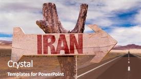  Presentation with iran - Colorful presentation theme enhanced with old tehran - iran wooden sign with desert backdrop and a red colored foreground