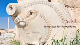  Presentation with persian - Slide set with old tehran - persian bull column capital persepolis background and a lemonade colored foreground