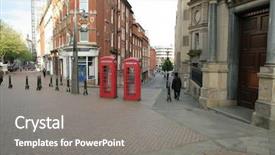  Presentation with old england - Colorful slide set enhanced with old telephone box in birmingham backdrop and a gray colored foreground